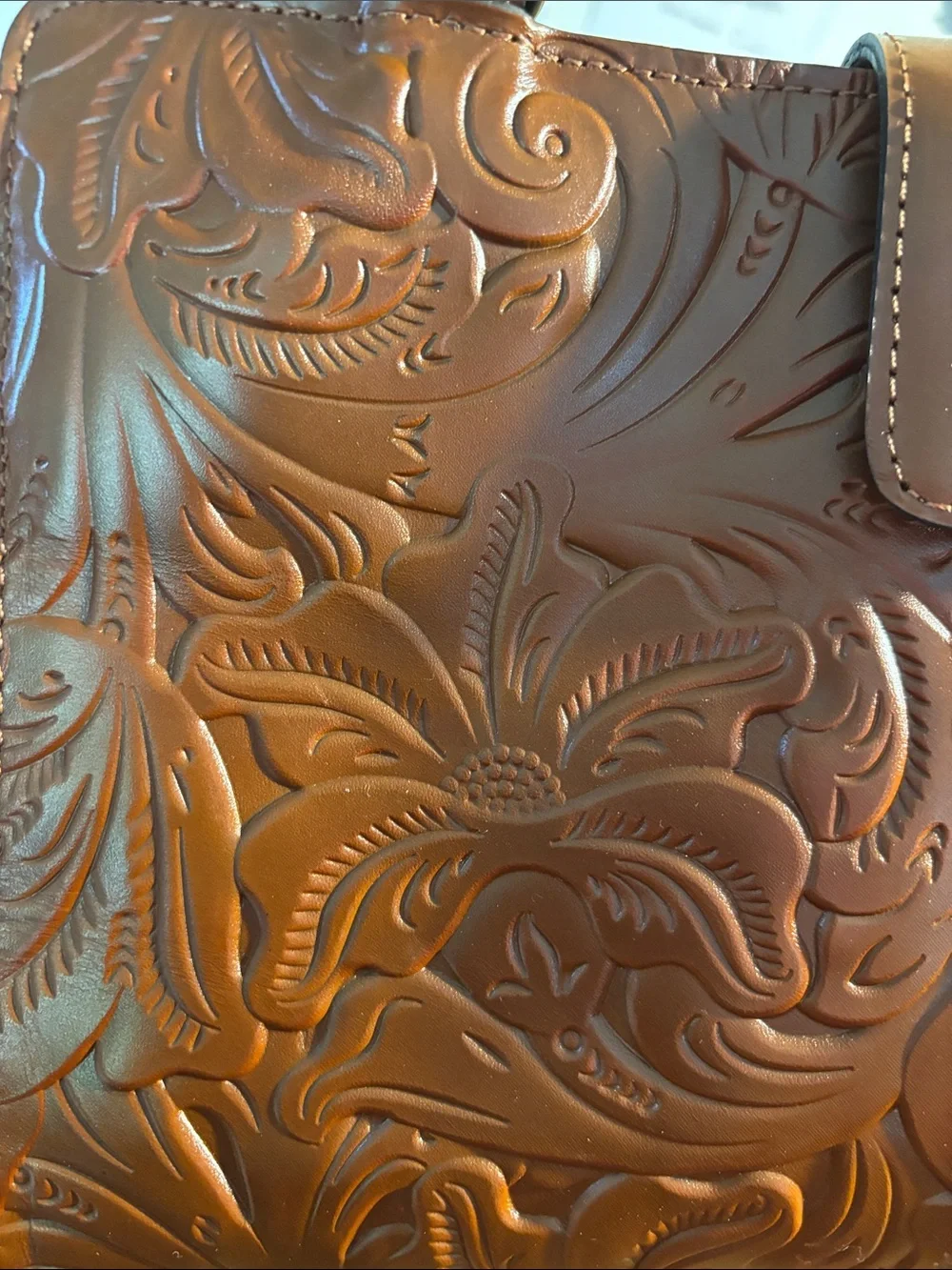 Patricia Nash Rienzo Florence tooled leather satchel floral bag